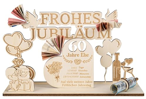 MINISONA Diamantene Hochzeit Geschenk,60.Hochzeitstag Geschenk,60 Hochzeitstag Deko,60 Jahrestag Geschenk, Geschenke zum 60.Hochzeitstag für Paare,Diamantene Hochzeit Deko