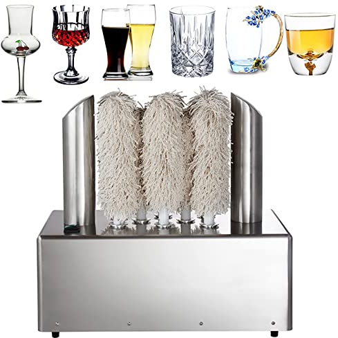 Wine Glass Washing Machine,8 Heads Electric Wine Glass Cleaning Machine, Winery Wine Glass Polishing Machine, With 8 Microfiber Brushes&Hot Air Drying System, For Restaurants, Hote