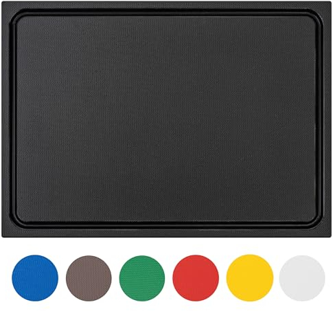 Muvell stabiles Schneidebrett Kunststoff | Schwarz, 45x30x2 cm | Spülmaschinenfest, EXTRA dick, messerschonend | Farben & Größen auswählbar | BBQ & Bar Küchenbrett | Schneidbrett mit Saftrille