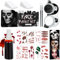 Halloween Schminke Schwarz Weiß, mit Kunstblut, Schwarz Weiß Gesicht Farbe Körper Malerei, Zombie Clown Make Up Halloween, Kinderschminke Set, für Halloween Karneval Party