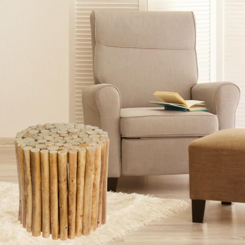 LEBENSwohnART Natürlicher Holz Hocker NICA 30cm Beistelltisch Natural Pinie