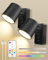 ALUSSO LED Wandleuchte Innen, Wandlampe mit Akku 2 Stück, Touch Lampe 4 Farbtemperatur, ohne stromanschluss, kabellose Leselampe für Wohnzimmer Schlafzimmer, Schwarz