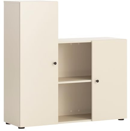 Lomadox Regalschrank Schrank Raumteiler Creme beige stapelbar modernes Design Türen offene Fächer 104,3x106,2x34,7 cm