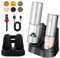 Electric Salt and Pepper Grinder Set with Charging Base, Stainless Steel Rechargeable Pepper Mills with 95ml Large Capacity, White LED Light and Adjustable Coarseness Grinder Ideal for Home, Kitchen