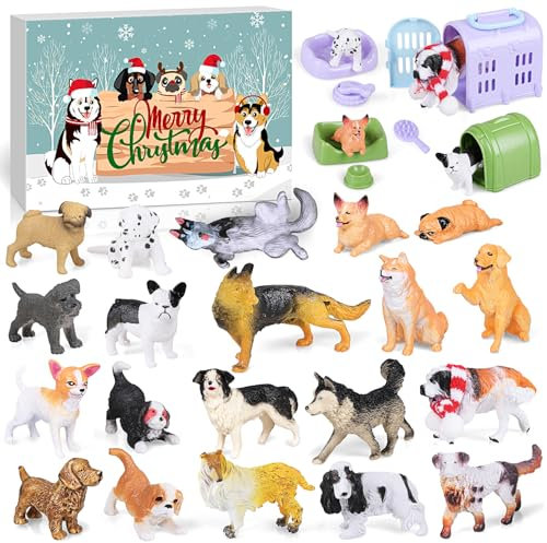 iZoeL Adventskalender 2024 Junge 2-10 Jahre Hunde Bauerhof Adventskalender Hunde Farm Weihnachtskalender für Klein Kinder Jungen Mädchen 2024