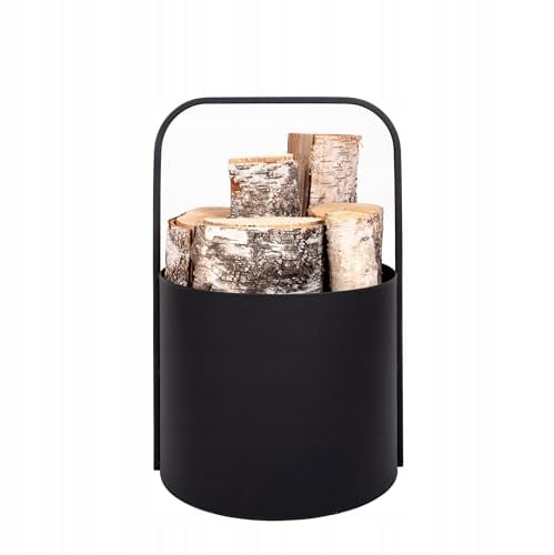 Kapaga - Holzkörbe, Kaminholzregal innen Metall, Holzlager innen, Feuerholzregal, Brennholzregal innen, Holzaufbewahrung innen, Kaminholzkorb Metal, Kaminholzständer Holzlege Schwarz, (Black 35 cm)