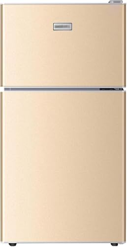 Wrobelax Mini Refrigerator,2 Door Fridge Freezer,Silent Running Perfect for Bedroom or Lounge(Color:Gold)