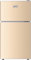Wrobelax Mini Refrigerator,2 Door Fridge Freezer,Silent Running Perfect for Bedroom or Lounge(Color:Gold)
