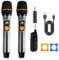 VTSGN Wireless Microphone System, UHF Dual Cordless Metal Dynamic Mics with Rechargeable Receiver, 200ft Range, for Karaoke, Wedding, DJ, Party, Speech, Church, Classroom - Gunmetal Gray