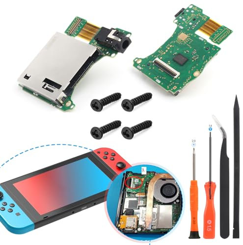 Slot per Cartucce di Gioco per Switch Slot per Scheda Host di Gioco Sostituzione per Nintendo Switch HAC-001 Vassoio del Lettore di Schede di Gioco Connettore Foro per Cuffie - con Viti e Strumenti