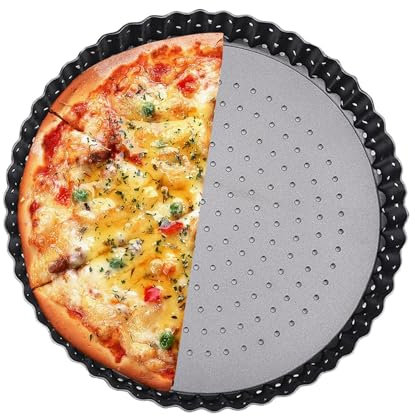 Bandeja para Pizza con Agujeros, Bandeja para Pizza para Horno | Bandeja para pizza antiadherente de acero al carbono con buena conducción térmica - Bandeja para hornear lavable a máquina con agujeros