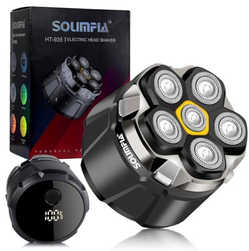 SOLIMPIA Upgraded Head Shaver for Bald Men,Glatzen Rasierer Herren 2025 Verbessert wasserdicht 6D Flexibler Glatzenrasierer, IPX6 Wasserdichter LCD Anzeige Nass und Trocken Glatzen, USB-C-Anschluss
