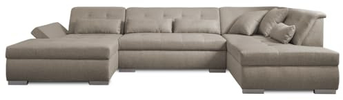 Lisa Design - Panorama-Sofa in U-Form, gerade, aus Stoff und Kunstleder – großes Sofa XXL Beige 7-Sitzer – Wohnzimmer