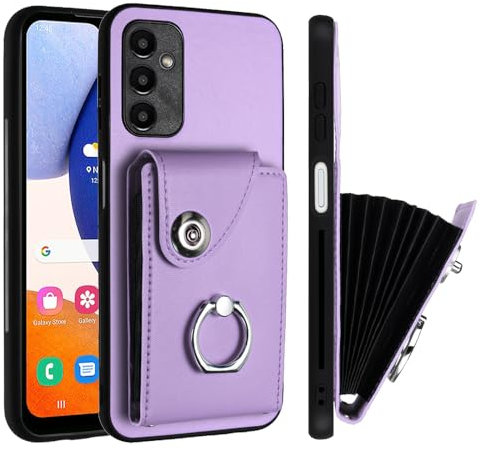 QIWEIQING Custodia a Portafoglio per Samsung Galaxy A16 5G, Porta Carte Multifunzionale per Cellulare in Pelle con Cerniera, Protezione Cerniera Cover per Samsung Galaxy A16 5G. Viola YBK