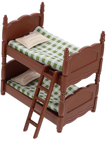 KOMBIUDA Miniatur Doppelstockbett Aus Kunststoff Für Puppenhaus Niedliches Schlafzimmermöbel Für Puppen Mit Realistischem Design Für Spielsets Und Fotodekoration