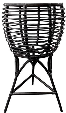 ZXLAGDBP XL Großer moderner schwarzer Pflanztopf für den Innenbereich - Hoher Pflanzenständer im Boho-Stil - Schwarzer Pflanzenkorb aus Rattan - 91,4 cm hoch, bemaltes Rattan - 40,6 cm Durchmesser