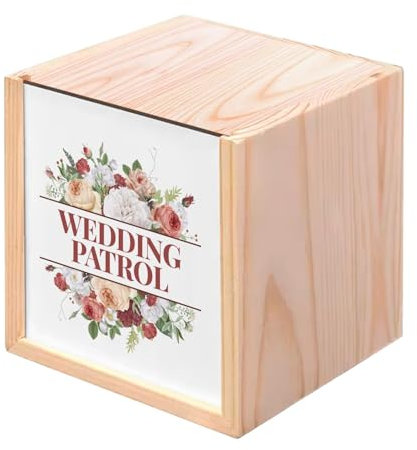 Holzkiste – Hochzeits-Patrol, Hochzeit, Brautstrauß, Blumen (10 x 10 x 10 cm)