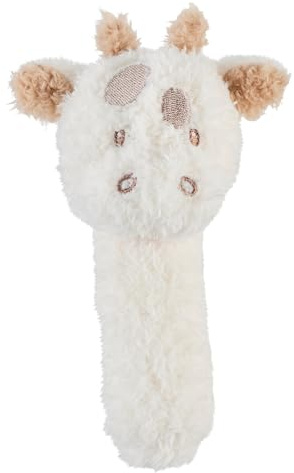 Nattou Kuscheltier-Rassel aus Polyester, Giraffe, Ca. 14 cm, Teddy, Weiß