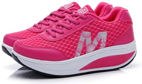 700-INK Donna Plateau Sneakers Scarpe Casual con Zeppa Scarpe da Passeggio Antiscivolo per Sport, Corsa, Outdoor B Rosa 39