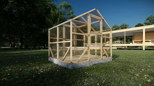 ECO Holz Gewächshaus Garten Treibhaus Tomatenhaus Holzhaus Pflanzhaus (Braun, 2 x 2.6 m)