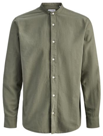 JACK & JONES Herren Jjebreeze Linen Blend Band Shirt L/S Sn
