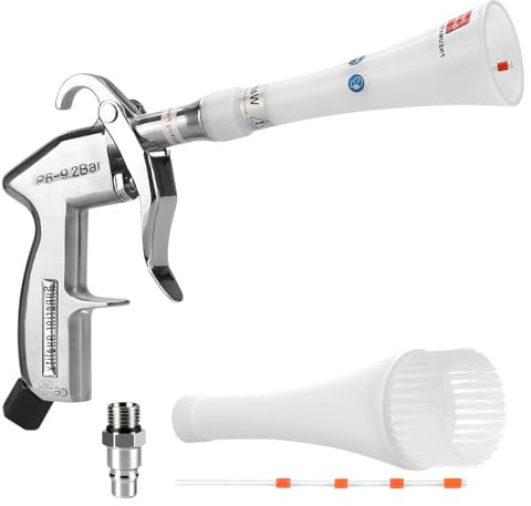 EUMAYES Dry Blow Gun Pistolet de Nettoyage à Air Comprimé, Pistolet Air Comprimé 6-9,2 Bars avec 1 Tubes une Buse à Brosse, Haute Pression Soufflette Air Comprimé pour Nettoyer les Voitures
