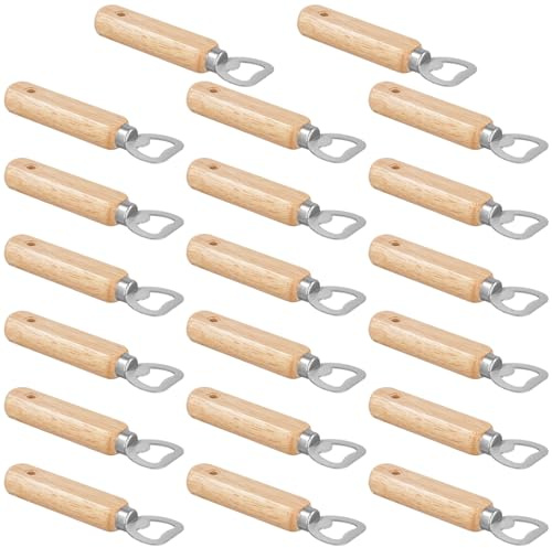 CHIHEUNG 20PCS Bottle Openers, Handheld Wooden Bottle Opener with Stainless Steel Head, Wine Bottle Opener for Home, Parties, Bar