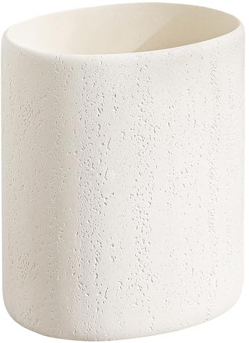 WUUAHOME Trash Can,1.6 Gallon,Small Simple Modern Oval Garbage Bin,Ivory