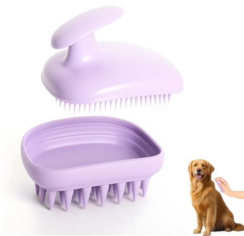 Dog Brush for Grooming Shampooing, Dog Bath Brush with Soft Rubber Teeth | Silicone Pet Brush for Massage, Clearing Dog Hair Knots, Dog Bath Scrubber, Pet Supplies