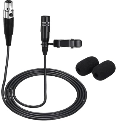 sourcing map Lavalier Lapel Microphone, Mini XLR 4 Pin TA4F Plug Condenser Collar Microphone 1m Wired Unidirectional Condense Mini Lapel Mic for Presenters Musicians Actors