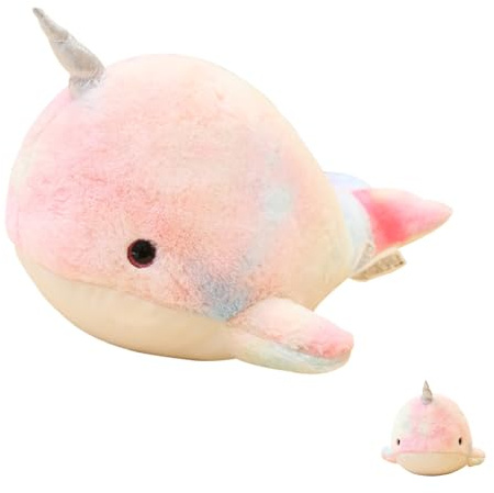 AQCQDQ Narwhal Kuscheltier, Buntes Wal Hai Plüschtier, 28cm/45cm/75cm Kawaii Flauschiges Stofftier für Mädchen Kinder Geburtstag Geschenk (75 cm)