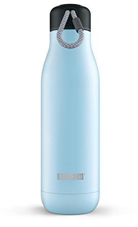 ZOKU - Botella (750 ml, acero inoxidable, 8 x 8 x 28,2 cm), color azul claro