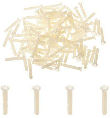 MroMax Lot de 100 vis à métaux en nylon M4 x 25 mm, vis à tête plate cruciforme en nylon à tête fraisée en plastique, boulons de fixation à tête cruciforme encastrée
