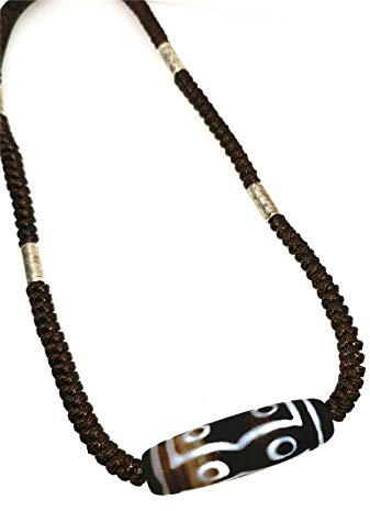 Halskette mit natürlichen alten tibetischen Dzi-Perlen, Achat, Amulett, Achat, Achat