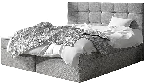 Mirjan24 Boxspringbett Gazel mit 2 Bettkasten, Bonell-Matratze und Topperr, Continentalbett, Polsterbett, Amerikanisches Bett, Ehebett, gepolstertes Kopfteil (Muna 08., 180 x 200 cm)