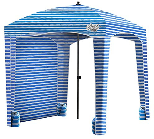 Qipi Beach Cabana - Toldo fácil de Instalar, Impermeable, Refugio de Playa portátil de 6 x 6 pies, Pared Lateral incluida, Sombra con protección UV UPF 50+, sombrilla definitiva para niños, Familia,