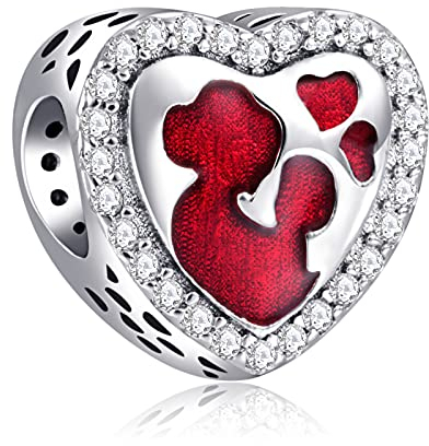 Annmors Charme Mother and Baby Charms-Anhänger 925 Sterling Silber Charm Bead Pendant für Europäische Armbänder und Halsketten