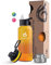 hydro2go Edelstahl Trinkflasche – BPA-freie Isolierflasche für Kinder, Schule, Sport & Outdoor – Hält Getränke bis zu 12H heiß und bis zu 24H kalt – Inklusive 3 Trinkverschlüsse – 950 ml (Sun)