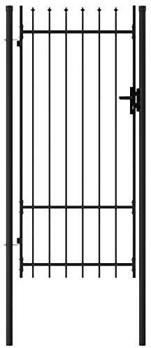 Susany Gartentor Garten-Zauntor Einzelflügel Tor Mit Speerspitzen & 3 Schlüssel für Ihren Garten, Innenhof oder Ihre Terasse,Gartenpforte Hoftür Tor 100 x 250 cm,pulverbeschichteter Stahl