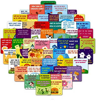 Tinuos Lustige Witze für Kinder, Lunchbox, 60 motivierende und inspirierende Karten, niedliche Designs mit Frage und Antwort, Lunch-Notizen für Kinder, Mädchen, Lunchbox