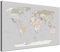 Weltkarte-Pinnwand als Leinwandbild, pinne Deine Reisen und Erinnerungen – World Map Light - Deutsch - Landkarten-Wandbild in hellgrau, 100 x 70 cm