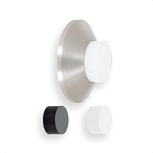EVI Herrajes | Doorstop for Wall Mounting | 45 x 17 mm | Stainless Steel | Black and White Rubber Included | Adhesive Installation or with Screw