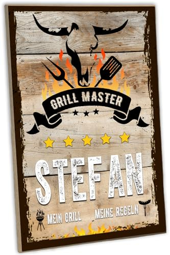 schilderkreis24 - Personalisierbares Grillschild - Grillmaster, Mein Grill Meine Regeln - Holzschild für BBQ- & Grillfans