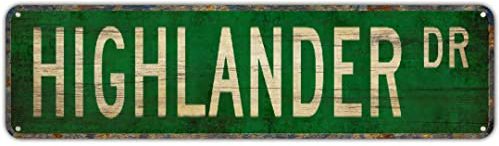 Straßenschild Highlander Highlander Lover Highlander Schild Highlander Metall Straßenschild 40,6 x 10,2 cm Home Cave Garage Bar Wanddekoration Metall Aluminium Schild
