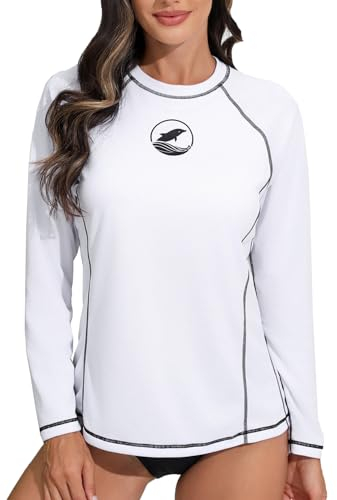 Halcurt Damen Rash Guard Langarm mit BH UV Shirt Sonnenschutz UPF 50+ Schwimmshirt Schnell Trocknender Badeshirt Schwimmen XL