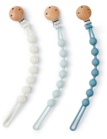 WeSweet Attache Tetine Silicone Lot de 3 Attaches-sucettes en Silicone de qualité supérieure pour garçons et Filles, sans BPA, faciles pour Les Parents