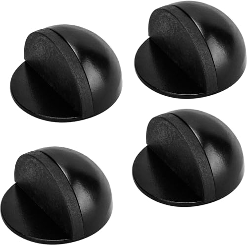 Yitobici Türstopper selbstklebend, 4 Stück, Schwarz, Bodenmontage, Edelstahl + Gummi