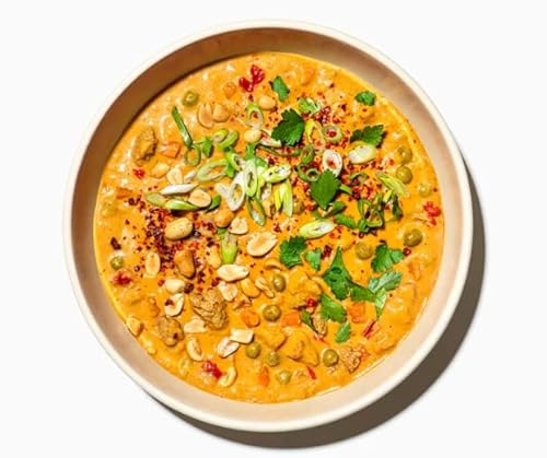 Löwenanteil - 100% Bio-Eintopf ERDNUSS CURRY - 12x 570g Glas - Proteinreiches Bio-Fertiggericht mit veganen Hühnchen & cremiger Erdnussbutter - Ohne Zuckerzusatz & Glutenfrei