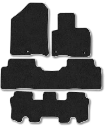 Fits Kia Sorento (2015-2020) [7 Seat] Carpet Car Mats | Grey Edge Trim Tailored Fit Floor Mats Full Coverage Protection Accessories Easy Clean Anti Slip Made in the UK