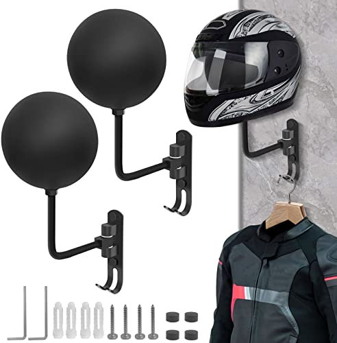 SDLDEER Motorradhelm Halterung Wand, 2 Stück Vielseitiger Helmhalterung, Wandmontage Helmhalter Wand für Motorrad Helm, Jacke, Caps, Rugby Helm